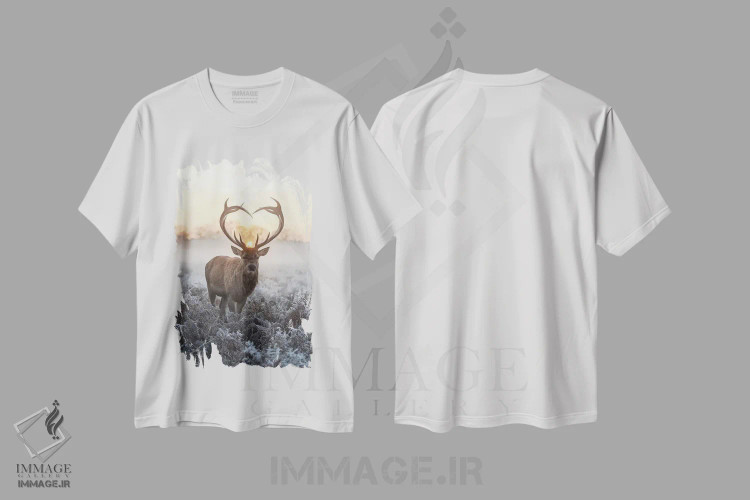 تیشرت سفید طرح دار – تیشرت عاشقانه ,شاخ های قلبی شکل شماره اثر مکس الیس فروشگاه ایماژ