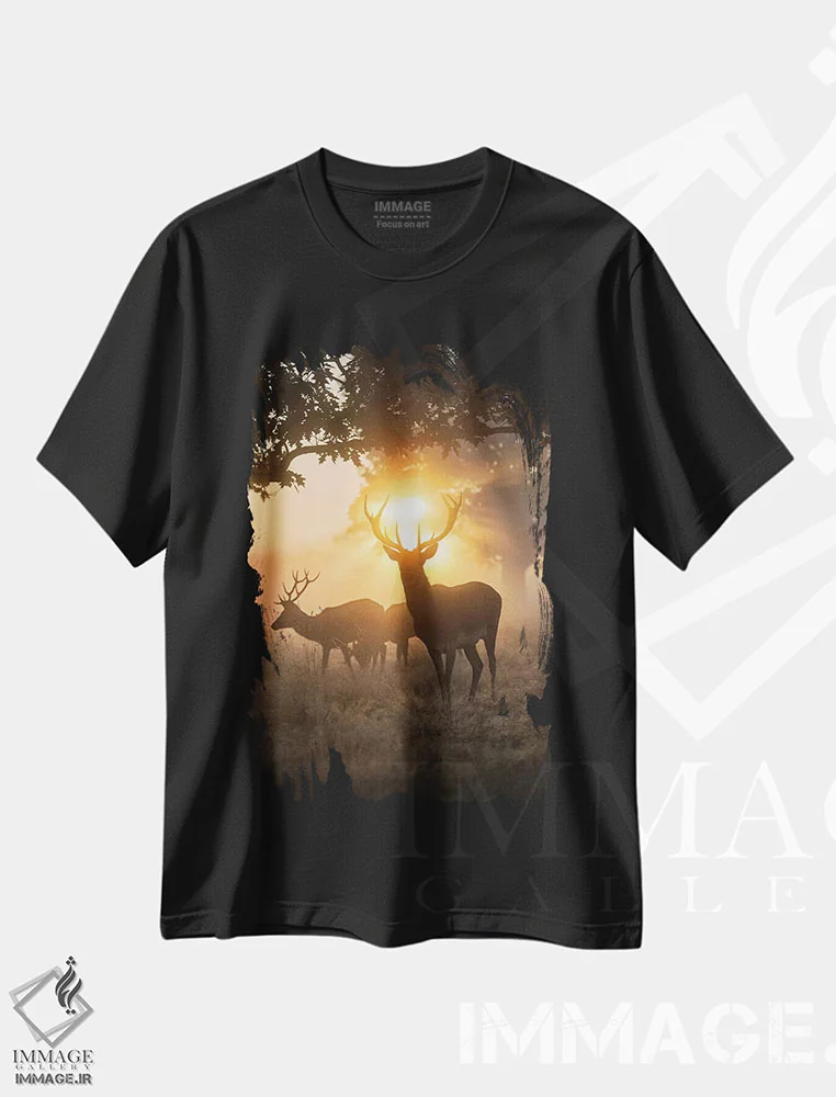 تیشرت مشکی طرح دار – تیشرت طبیعت ,جادوی مه آلود اثر مکس الیس فروشگاه ایماژ