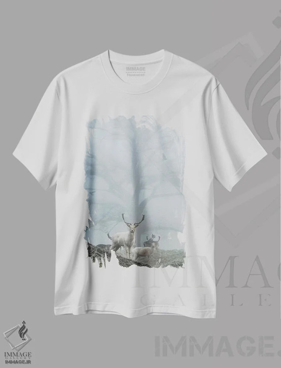 تیشرت سفید طرح دار – تیشرت طبیعت ,مه آلودترین اثر مکس الیس فروشگاه ایماژ