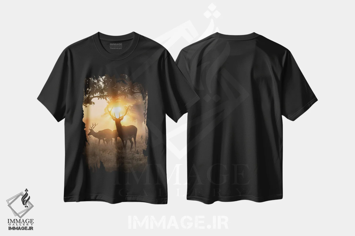 تیشرت مشکی طرح دار – تیشرت طبیعت ,جادوی مه آلود اثر مکس الیس فروشگاه ایماژ