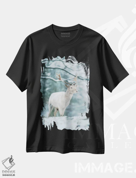 تیشرت مشکی طرح دار – تیشرت زمستانی ,سفید برفی اثر مکس الیس فروشگاه ایماژ
