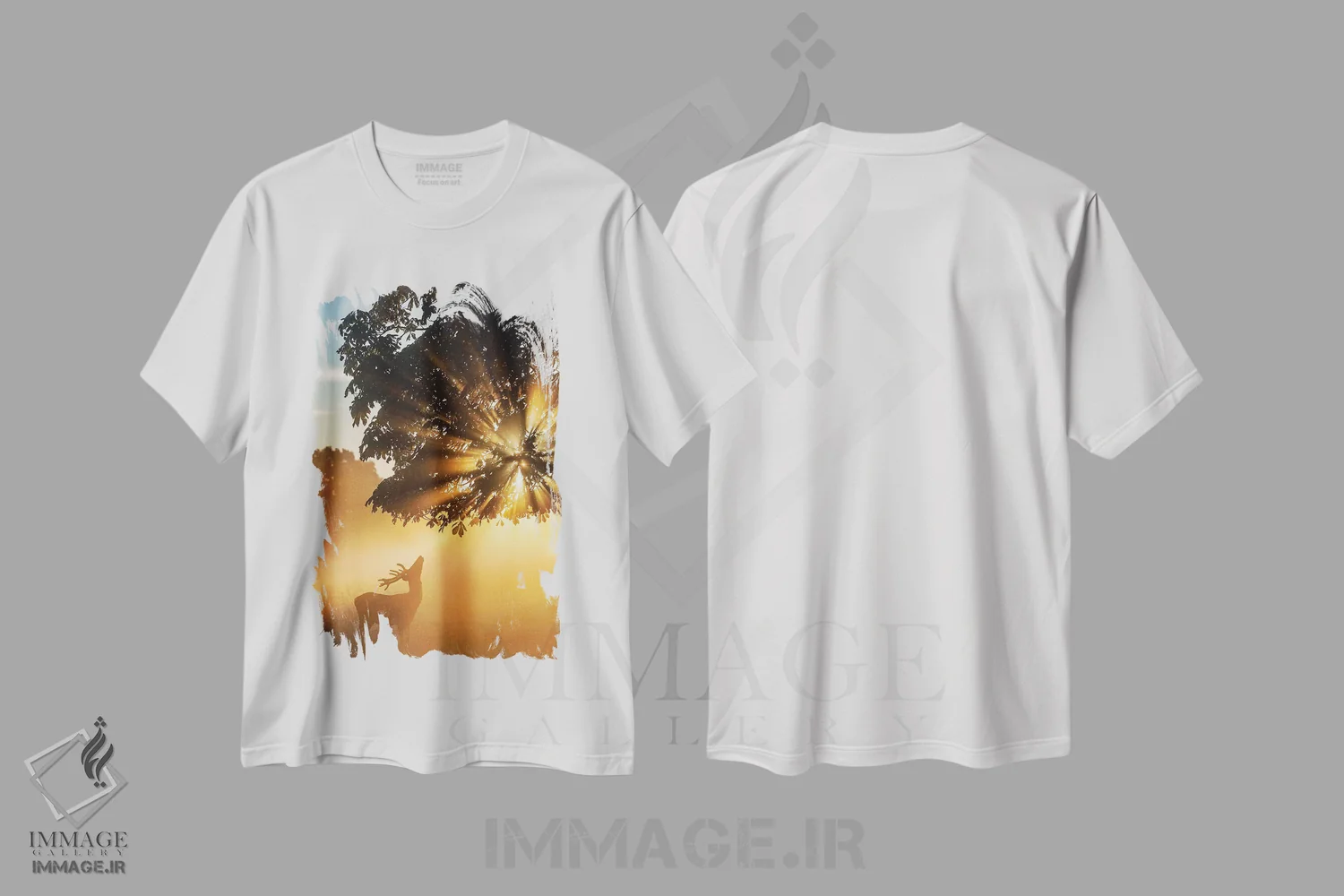 تیشرت سفید طرح دار – تیشرت طبیعت ,گوزن بارانی شماره اثر مکس الیس immage.ir