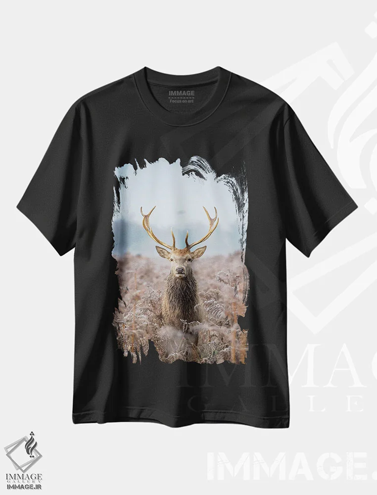 تیشرت مشکی طرح دار – تیشرت طبیعت ,سر جلویی کشتی اثر مکس الیس immage.ir