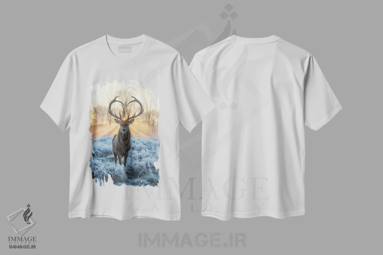 تیشرت سفید طرح دار – تیشرت هنری ,دوستت دارم گوزنِ آتش و یخ اثر مکس الیس فروشگاه ایماژ