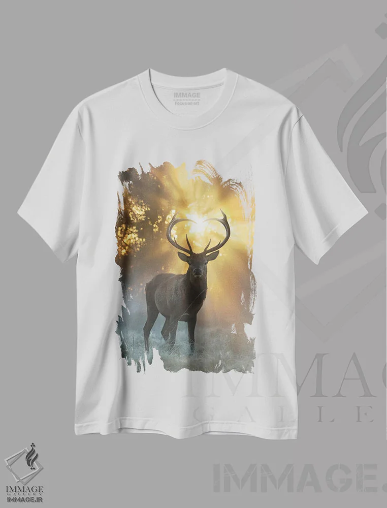 تیشرت سفید طرح دار – تیشرت هنری ,درخشش شاخ های قلبی شکل اثر مکس الیس immage.ir