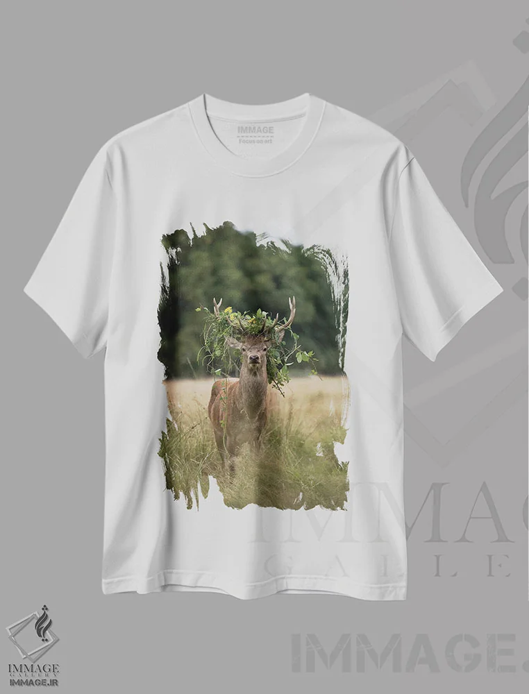 تیشرت سفید طرح دار – تیشرت طبیعت ,تاج تابستانی اثر مکس الیس فروشگاه ایماژ