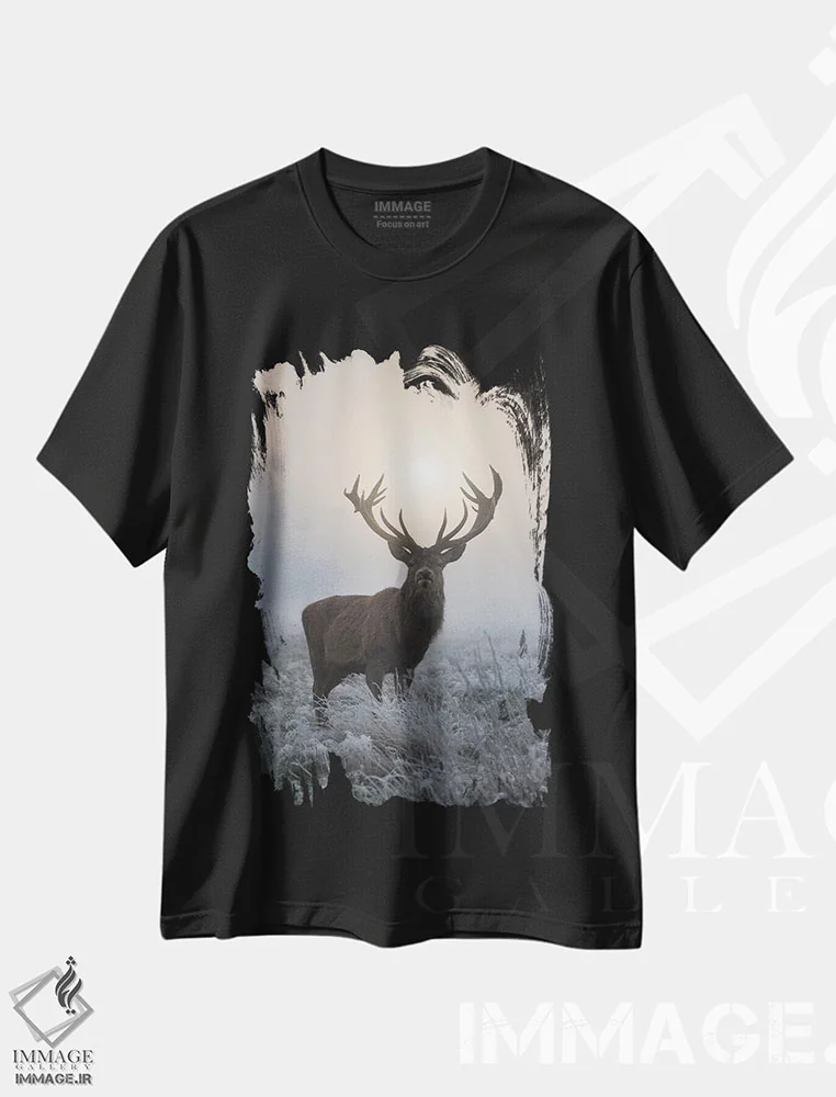تیشرت مشکی طرح دار – تیشرت طبیعت ,درخشش یخ زده اثر مکس الیس فروشگاه ایماژ