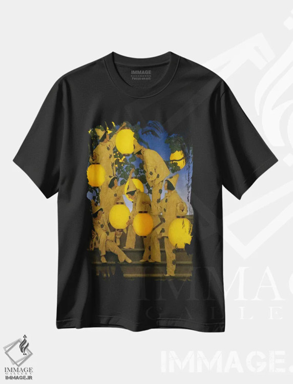 تیشرت مشکی طرح دار – تیشرت نقاشی ,حاملان فانوس اثر مکسفیلد پریش immage.ir