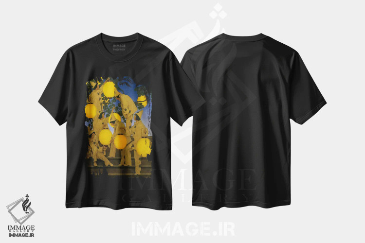 تیشرت مشکی طرح دار – تیشرت نقاشی ,حاملان فانوس اثر مکسفیلد پریش immage.ir