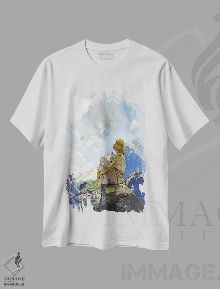 تیشرت سفید طرح دار – تیشرت منظره ,صبح اثر مکسفیلد پریش immage.ir