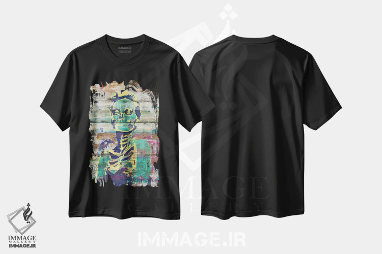 تیشرت مشکی طرح دار – تیشرت فانتزی ,زندگی و مرگ اثر دیه گو تیریگال فروشگاه ایماژ