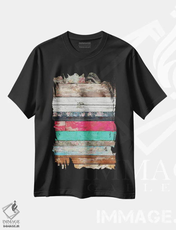 تیشرت مشکی طرح دار – تیشرت انتزاعی ,صدای زمان ها اثر دیه گو تیریگال فروشگاه ایماژ