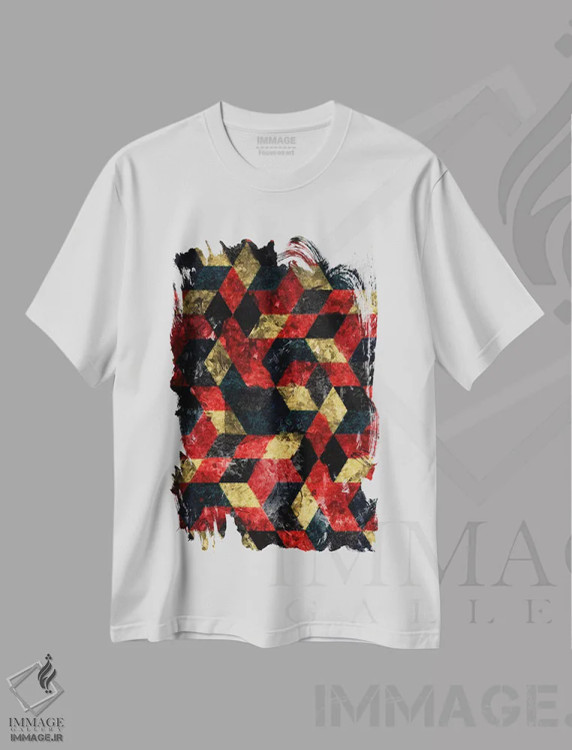 تیشرت سفید طرح دار – تیشرت هندسی ,الگوی انتزاعی توت ها اثر دیه گو تیریگال immage.ir