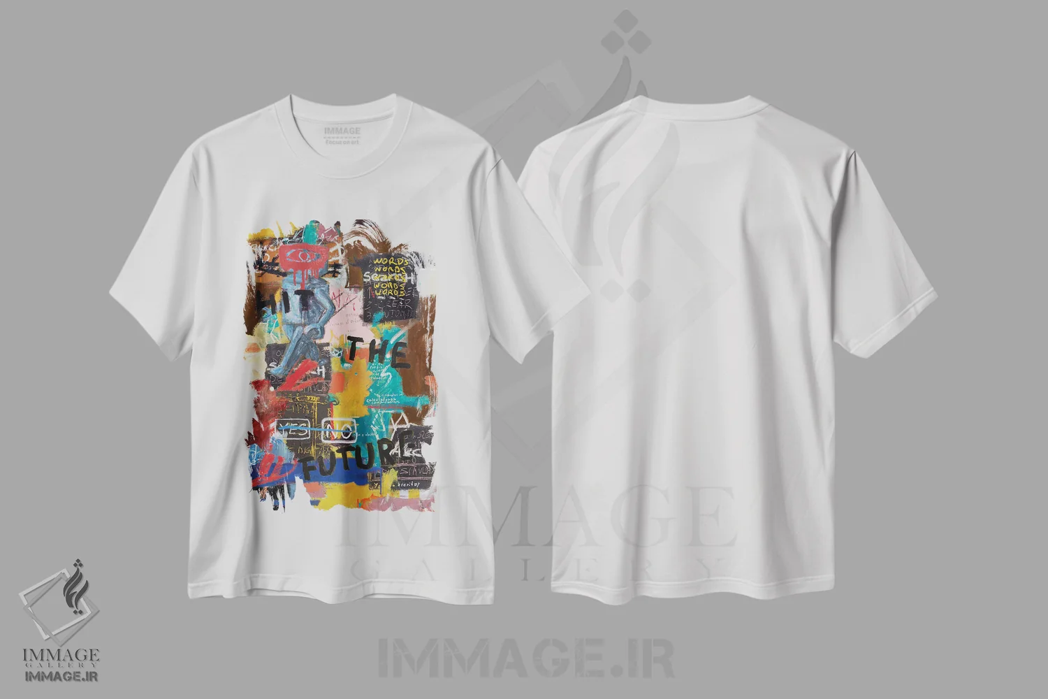 تیشرت سفید طرح دار – تیشرت هنری خیابانی ,مرا بزن اثر دیه گو تیریگال فروشگاه ایماژ