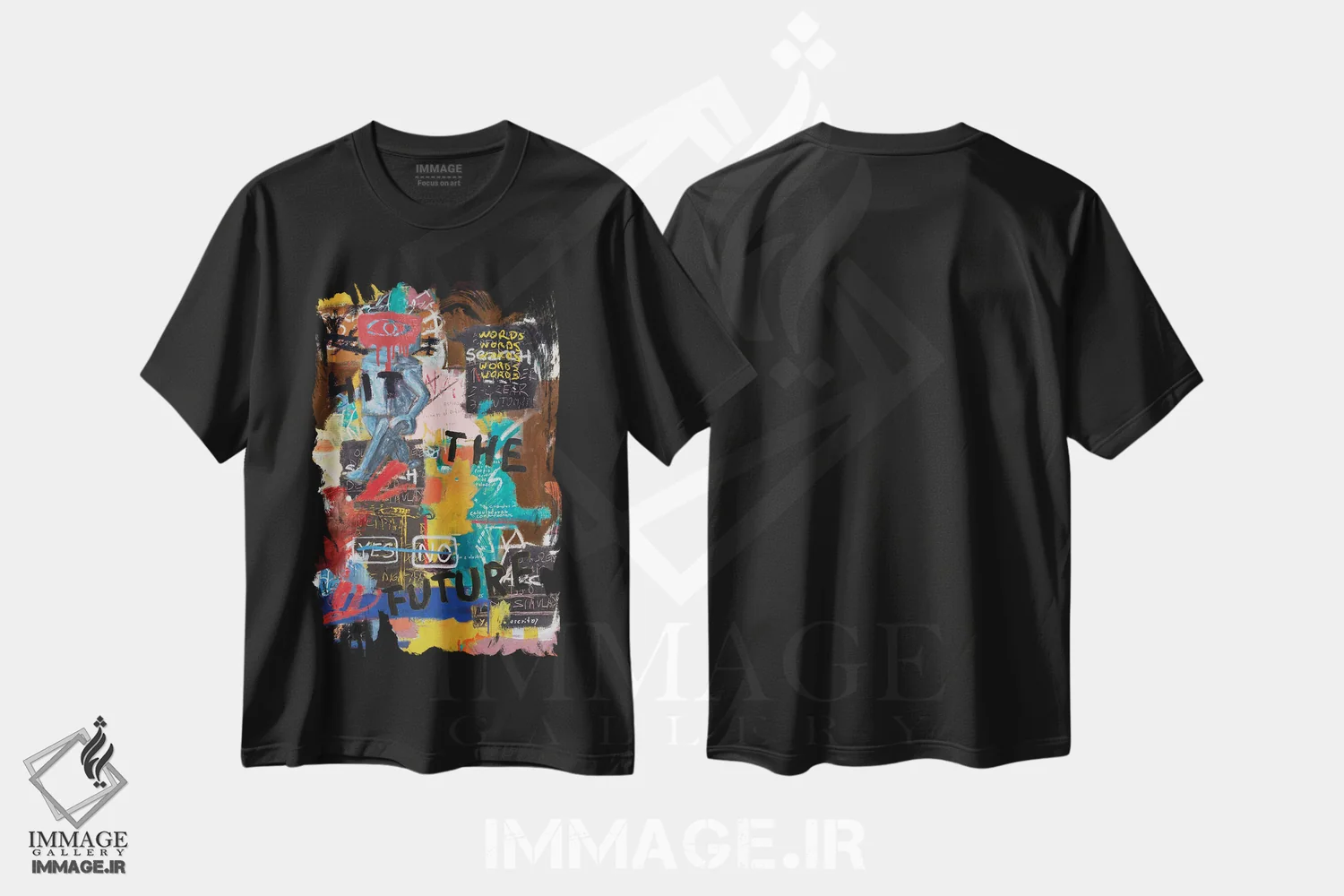تیشرت مشکی طرح دار – تیشرت هنری خیابانی ,مرا بزن اثر دیه گو تیریگال immage.ir