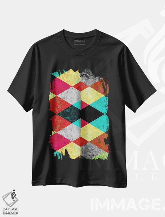 تیشرت مشکی طرح دار – تیشرت هندسی ,موندوی هندسی د اثر دیه گو تیریگال فروشگاه ایماژ