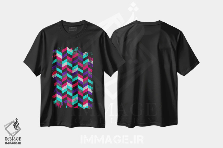 تیشرت مشکی طرح دار – تیشرت هندسی ,موندوی هندسی ب اثر دیه گو تیریگال فروشگاه ایماژ