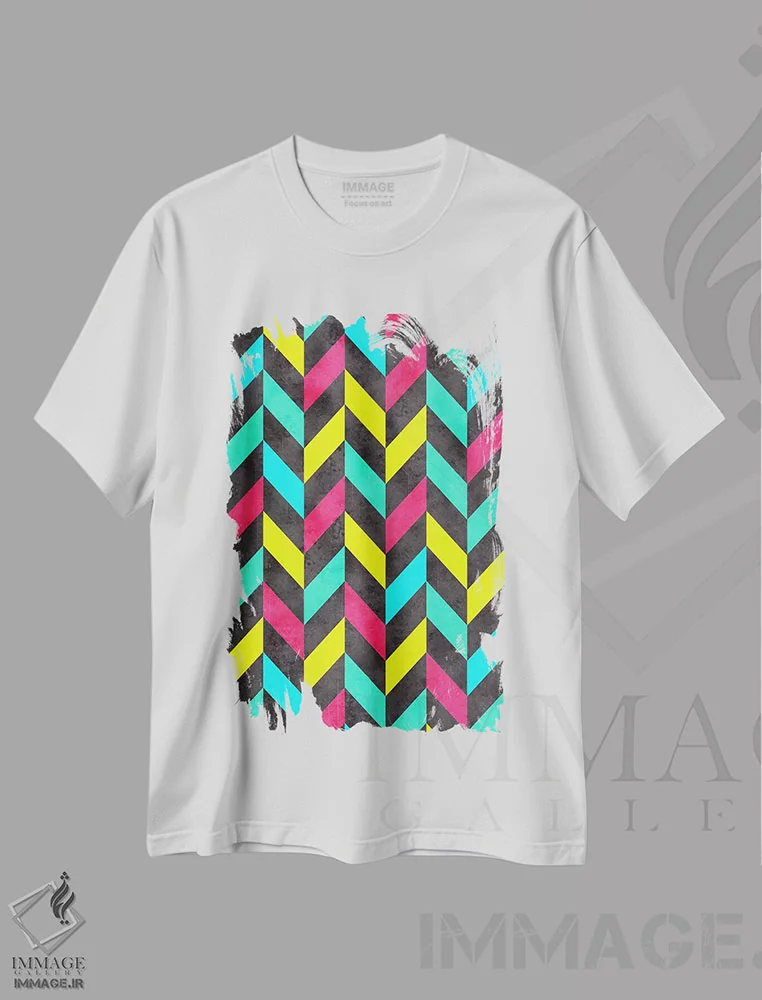 تیشرت سفید طرح دار – تیشرت هندسی ,هفت بر موج دار روان گردان اثر دیه گو تیریگال فروشگاه ایماژ