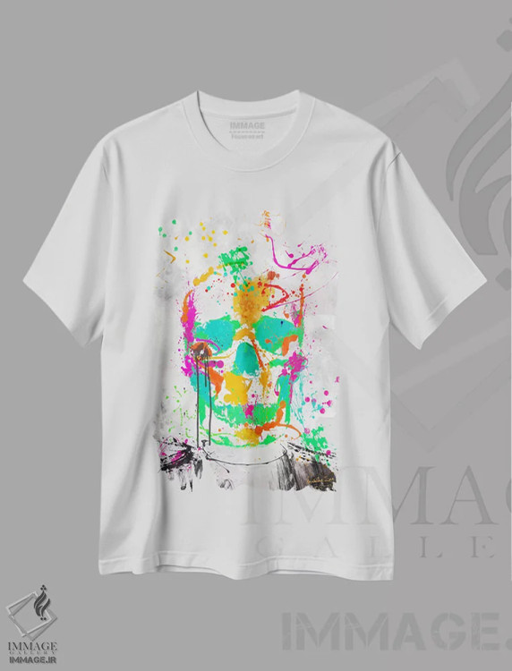 تیشرت سفید طرح دار – تیشرت گوتیک ,جمجمه با رنگ مرده شماره اثر دیه گو تیریگال immage.ir