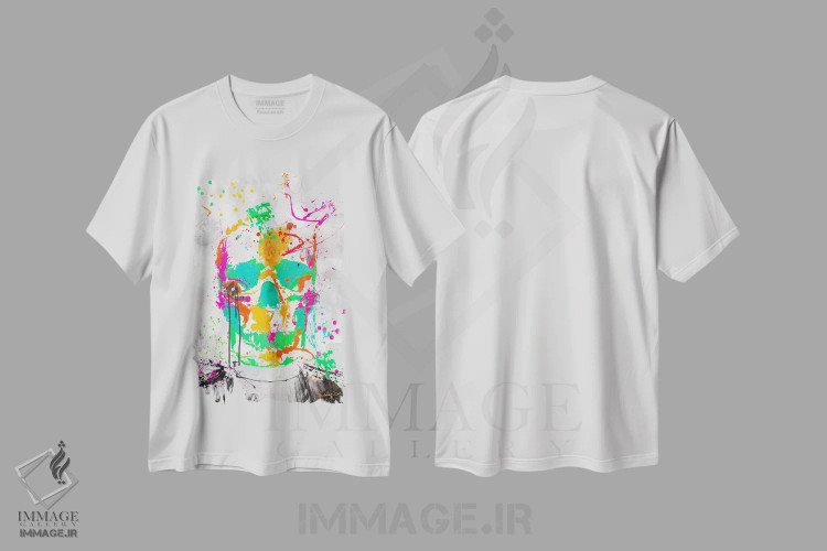 تیشرت سفید طرح دار – تیشرت گوتیک ,جمجمه با رنگ مرده شماره اثر دیه گو تیریگال immage.ir