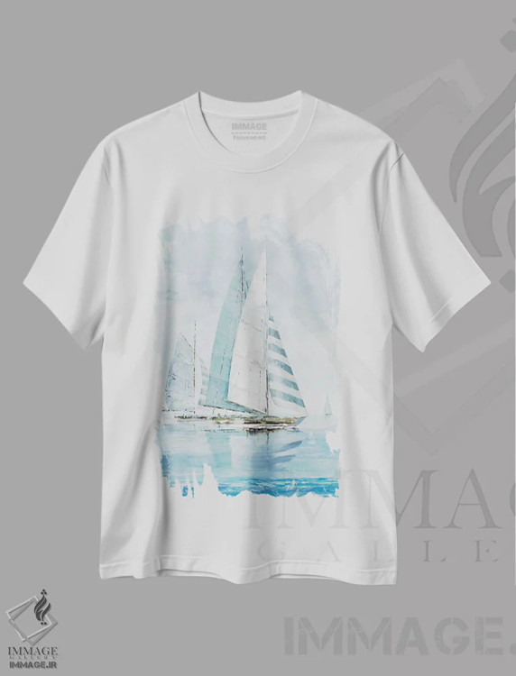 تیشرت سفید طرح دار – تیشرت دریایی ,روز بادبانی اثر مکس مکس immage.ir