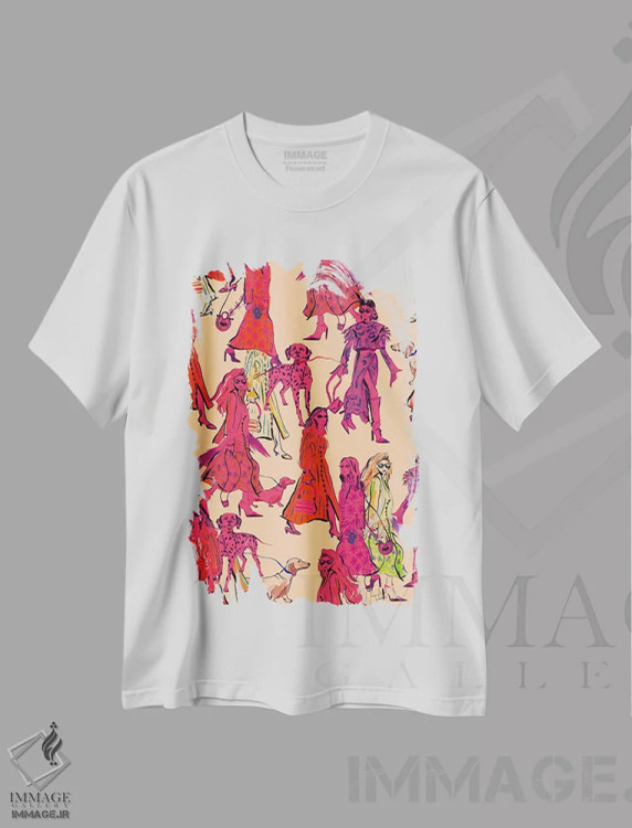تیشرت سفید طرح دار – تیشرت مد ,سگ ها و دختران با استایل خیابانی اثر مریلین مَدو immage.ir