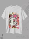 تیشرت سفید طرح دار – تیشرت حیوانات ,طرح گلدار ببر سفید اثر مریلین مَدو فروشگاه ایماژ