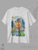 تیشرت سفید طرح دار – تیشرت فانتزی ,خورشید کیهانی سال اثر مریلین مَدو فروشگاه ایماژ