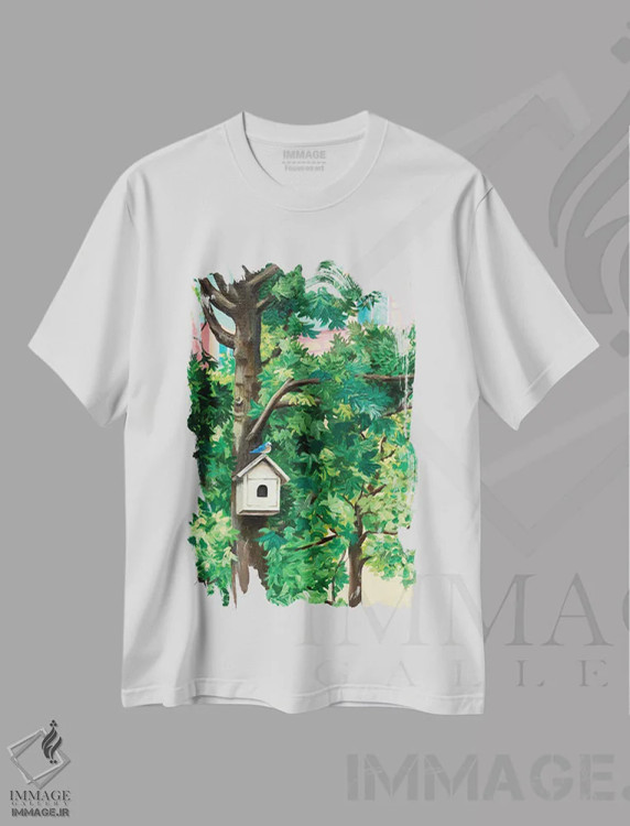 تیشرت سفید طرح دار – تیشرت طبیعت ,Chirping,جرجر اثر آن میونگ هیون فروشگاه ایماژ