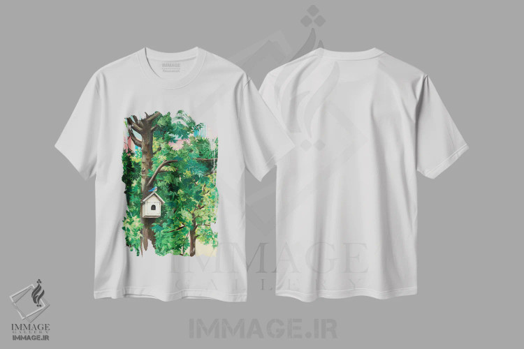 تیشرت سفید طرح دار – تیشرت طبیعت ,Chirping,جرجر اثر آن میونگ هیون فروشگاه ایماژ