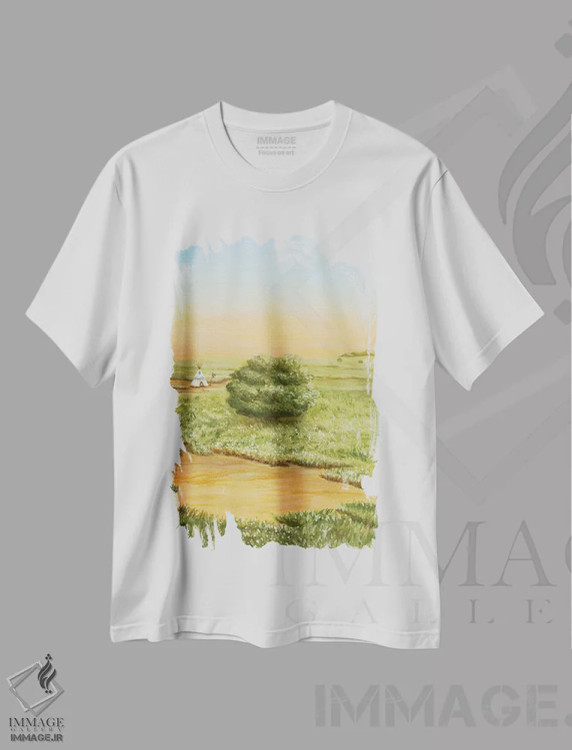 تیشرت سفید طرح دار – تیشرت طبیعت ,نفس بکش.اثر آن میونگ هیون فروشگاه ایماژ