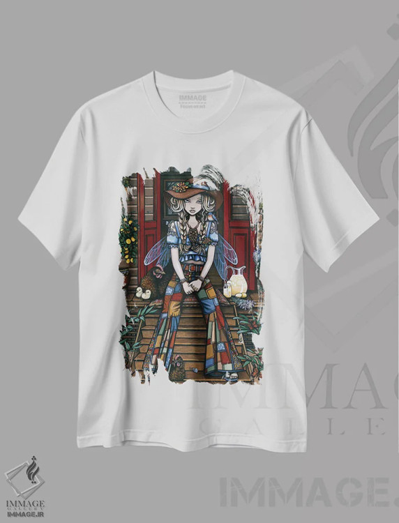 تیشرت سفید طرح دار – تیشرت انیمه ,آدالین اثر مایکا جلینا فروشگاه ایماژ