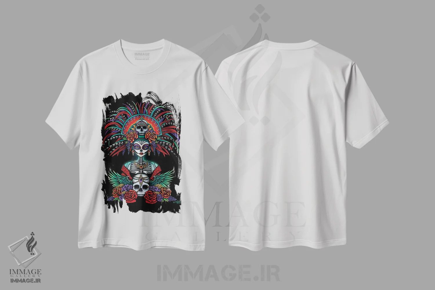 تیشرت سفید طرح دار – تیشرت فانتزی ,استخوان های زیبا اثر مایکا جلینا immage.ir
