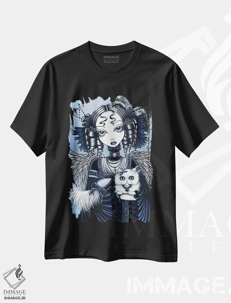 تیشرت مشکی طرح دار – تیشرت معنوی ,الیزابت اثر مایکا جلینا فروشگاه ایماژ