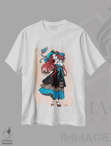 تیشرت سفید طرح دار – تیشرت فانتزی ,اما اثر مایکا جلینا فروشگاه ایماژ