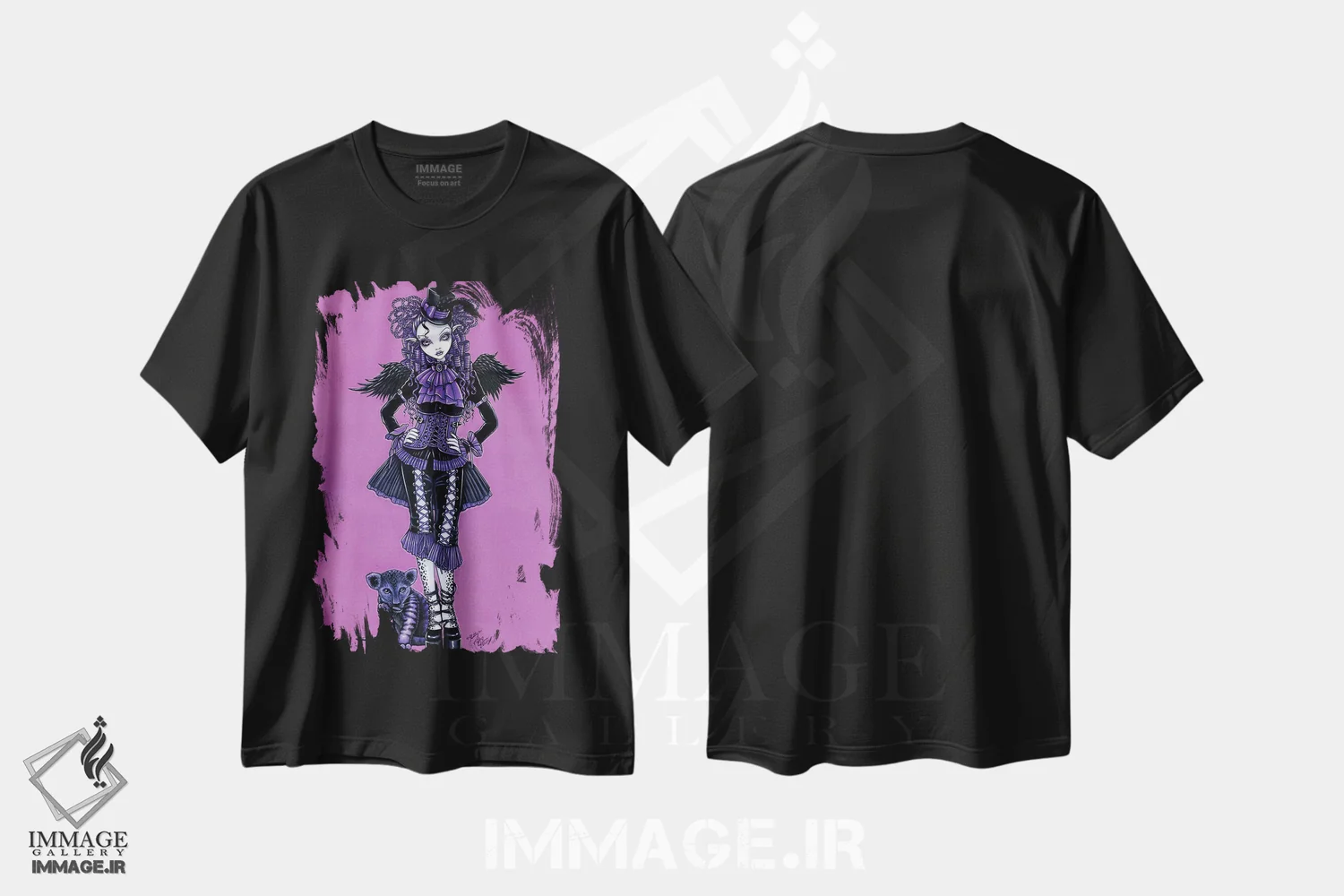 تیشرت مشکی طرح دار – تیشرت فانتزی ,گربه کوچولو اثر مایکا جلینا فروشگاه ایماژ