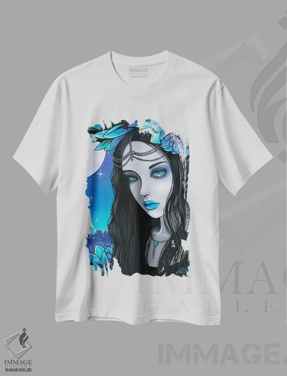 تیشرت سفید طرح دار – تیشرت هنری ,نالین اثر مایکا جلینا فروشگاه ایماژ