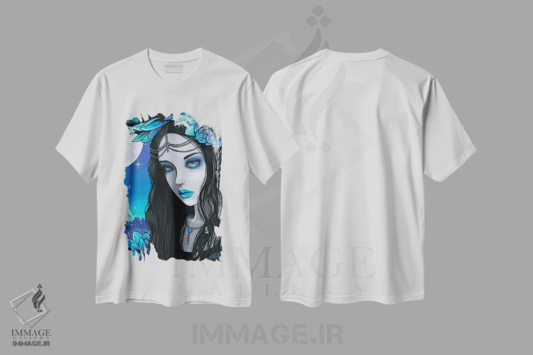 تیشرت سفید طرح دار – تیشرت هنری ,نالین اثر مایکا جلینا فروشگاه ایماژ