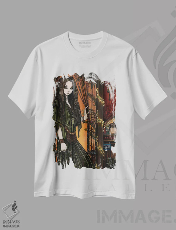تیشرت سفید طرح دار – تیشرت هنری ,ریانن اثر مایکا جلینا immage.ir