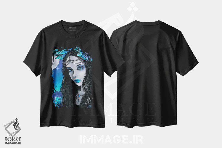 تیشرت مشکی طرح دار – تیشرت هنری ,نالین اثر مایکا جلینا immage.ir