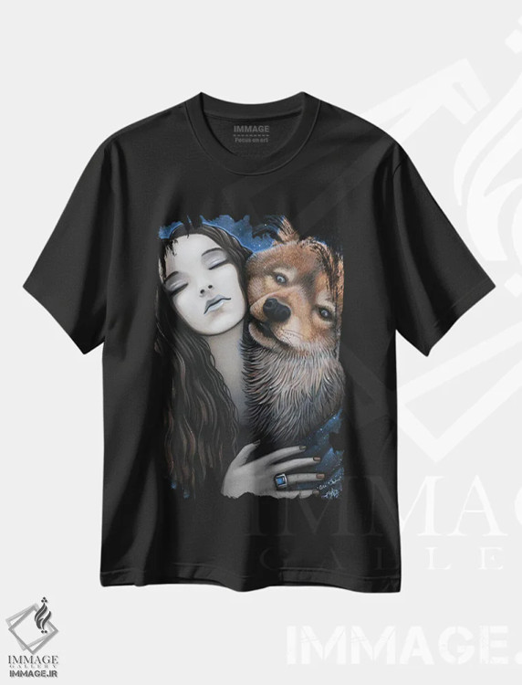 تیشرت مشکی طرح دار – تیشرت حیوانات ,آنی شدو اثر مایکا جلینا فروشگاه ایماژ