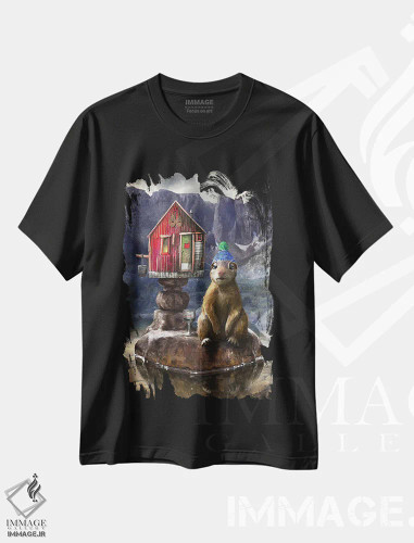 تیشرت مشکی طرح دار – تیشرت هنری ,پرتره ای از آخرین گوفر اثر ماتیلدا کونه کا فروشگاه ایماژ