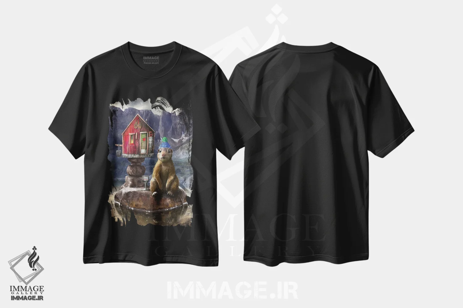 تیشرت مشکی طرح دار – تیشرت هنری ,پرتره ای از آخرین گوفر اثر ماتیلدا کونه کا فروشگاه ایماژ