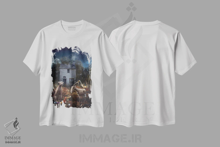 تیشرت سفید طرح دار – تیشرت فانتزی ,به تالار تیمبل خوش آمدید اثر ماتیلدا کونه کا immage.ir