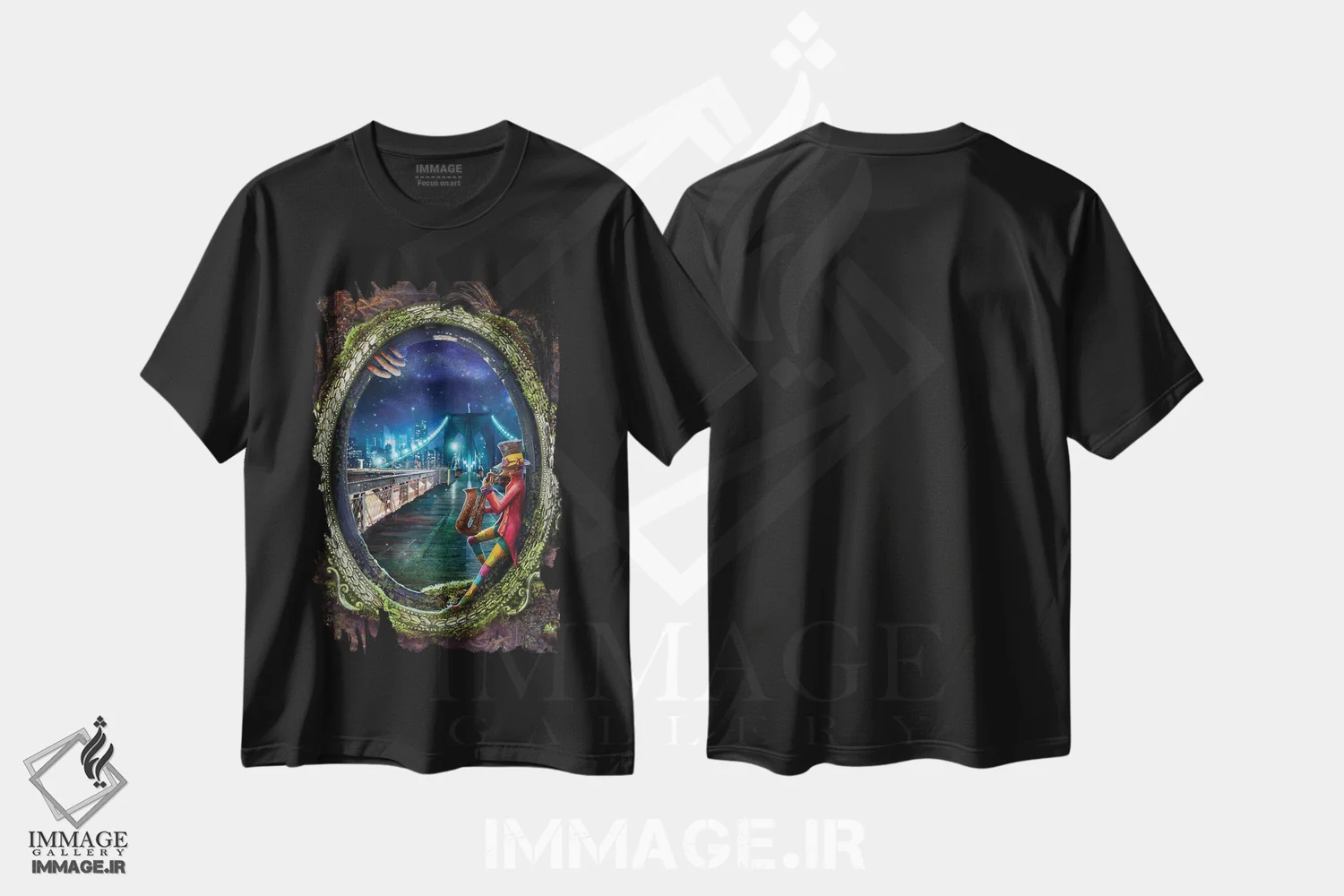 تیشرت مشکی طرح دار – تیشرت موسیقی ,داستان پل بروکلین اثر ماتیلدا کونه کا immage.ir