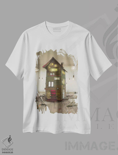تیشرت سفید طرح دار – تیشرت هنری ,کارخانهٔ لامپ اثر ماتیلدا کونه کا فروشگاه ایماژ