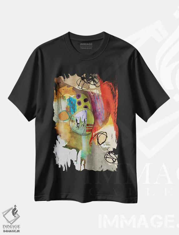 تیشرت مشکی طرح دار – تیشرت انتزاعی ,تزئینات بیهوده اثر مری مارلی immage.ir