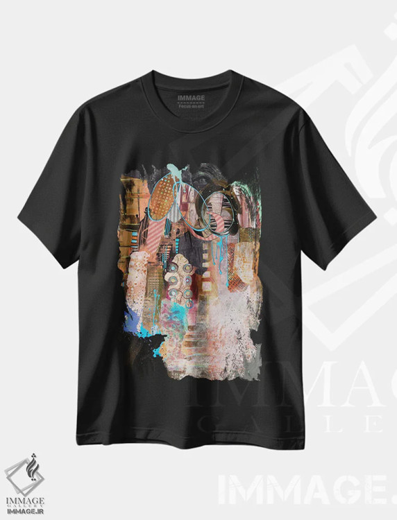 تیشرت مشکی طرح دار – تیشرت هنری ,پیه مونت اثر مری مارلی فروشگاه ایماژ