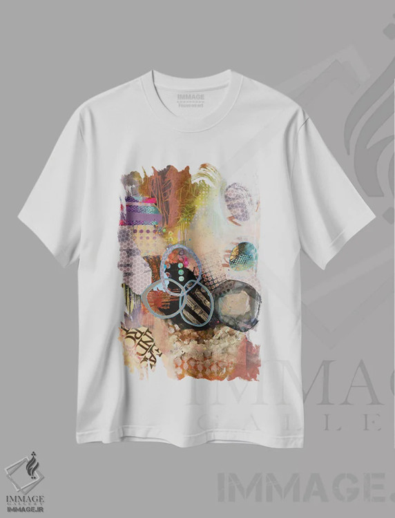 تیشرت سفید طرح دار – تیشرت انتزاعی ,طناب ها و زنجیرها اثر مری مارلی فروشگاه ایماژ