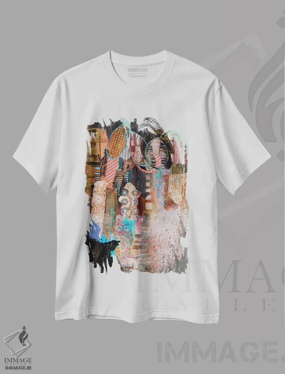 تیشرت سفید طرح دار – تیشرت هنری ,پیه مونت اثر مری مارلی immage.ir